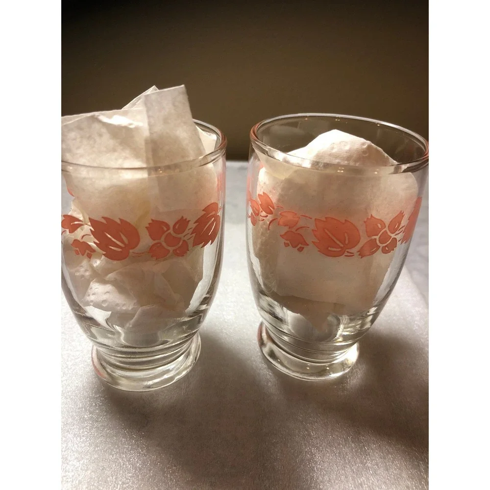 2 ~Vintage Pink Gooseberry Juice Glasses 3.5